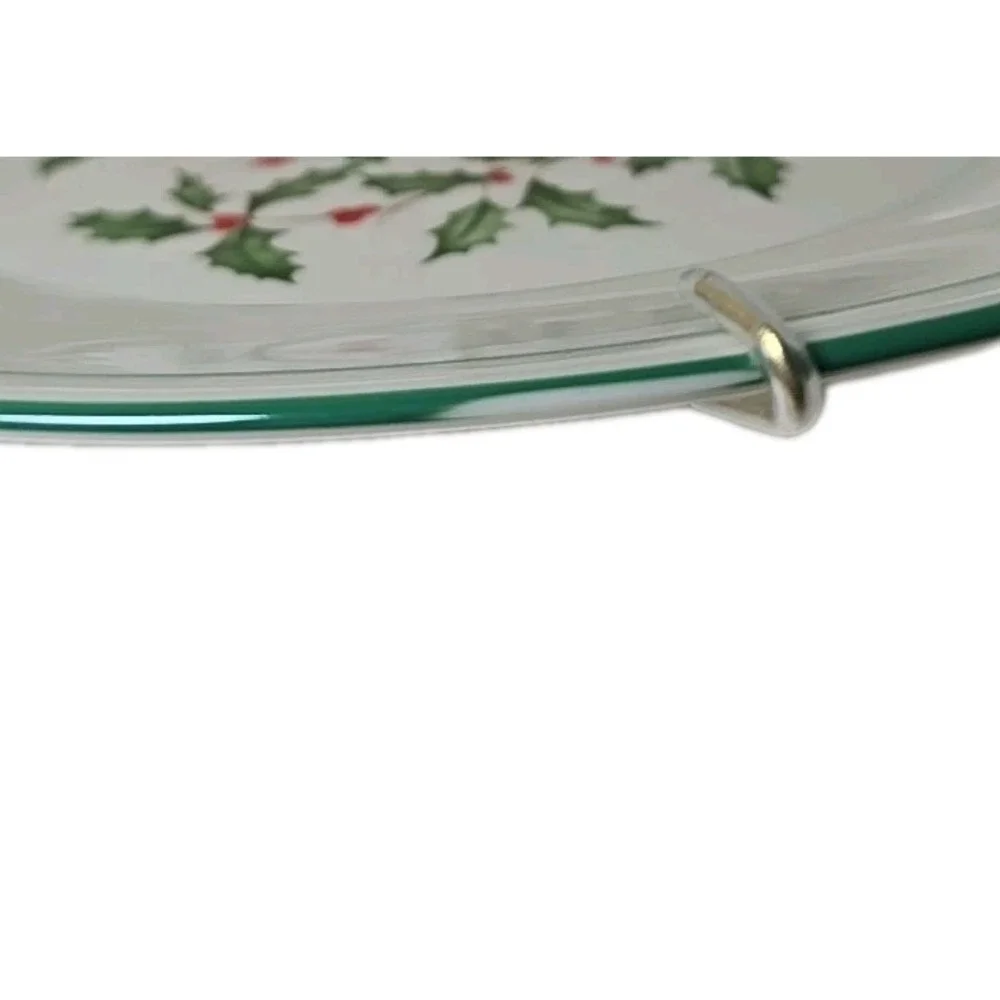 Lenox Gold Special Holly & Berries Holiday Plate Green Trim Wall Hanger